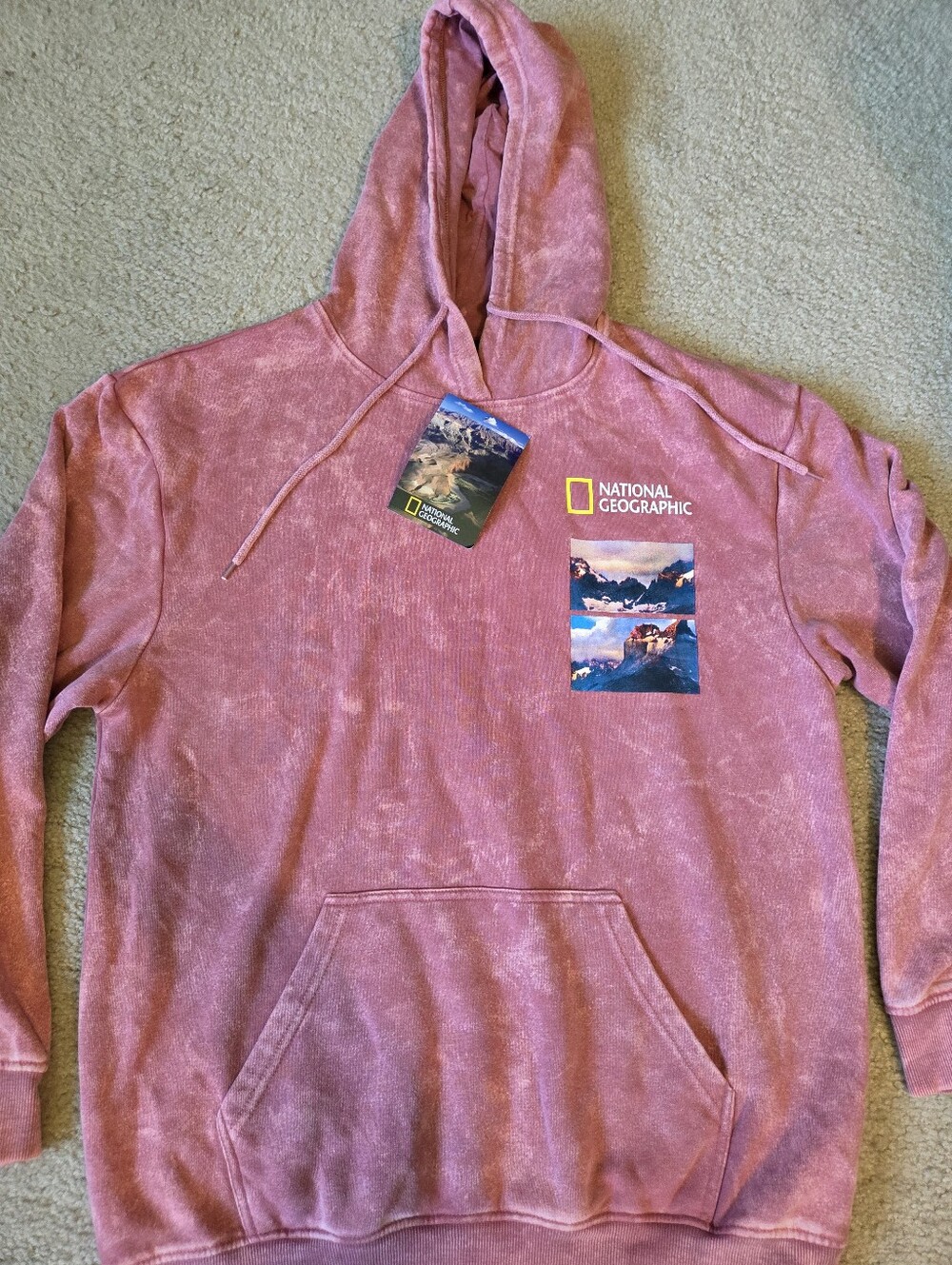 National Geographic Acid Wash Hoodie Size Large